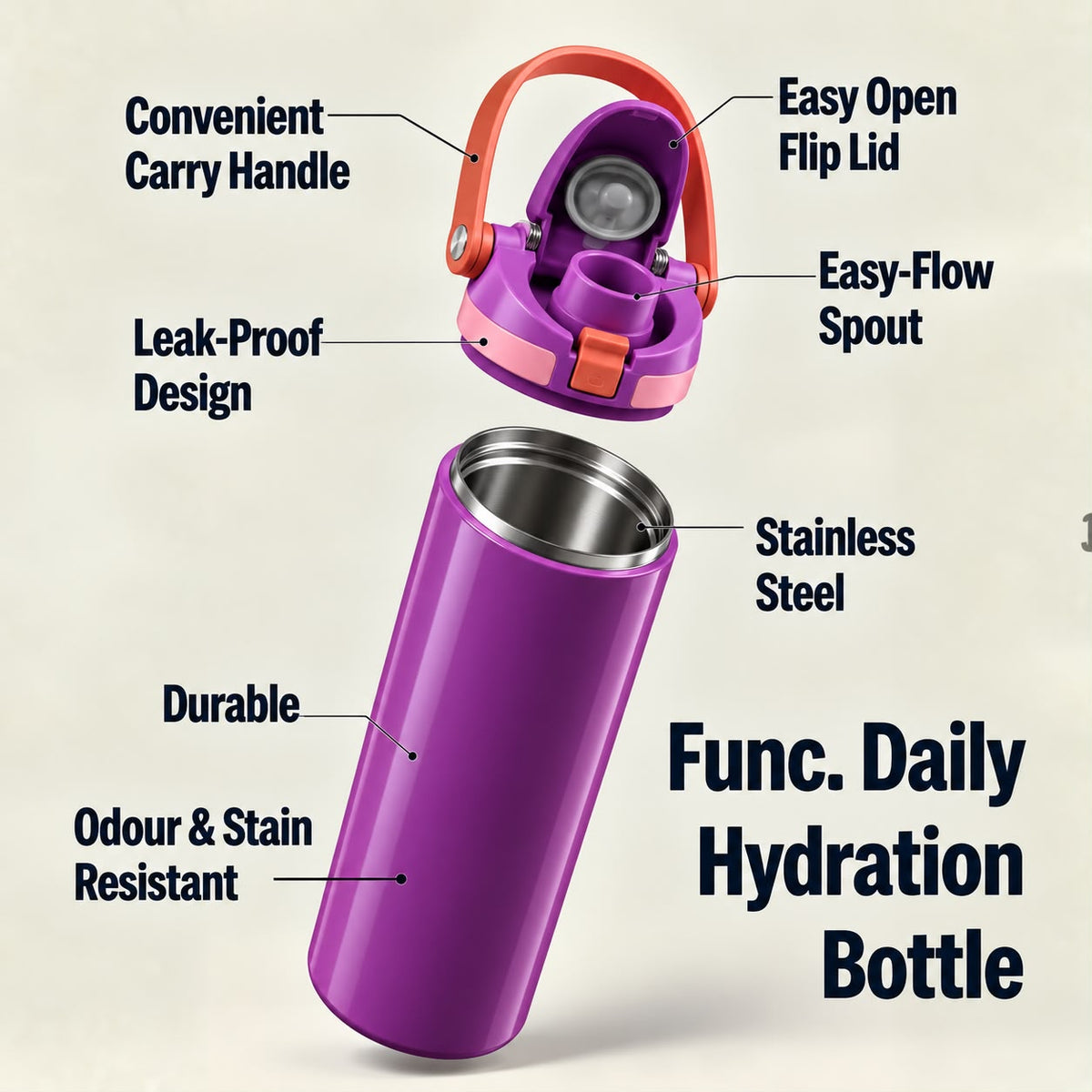 Func. Daily Hydration Bottle – Dark Purple (Balance)