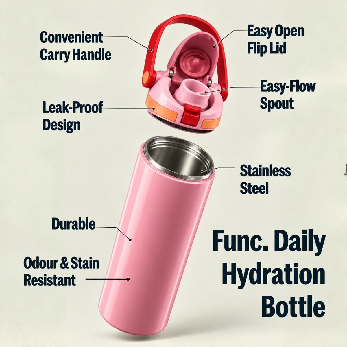 Func. Daily Hydration Bottle – Pink (Discipline)