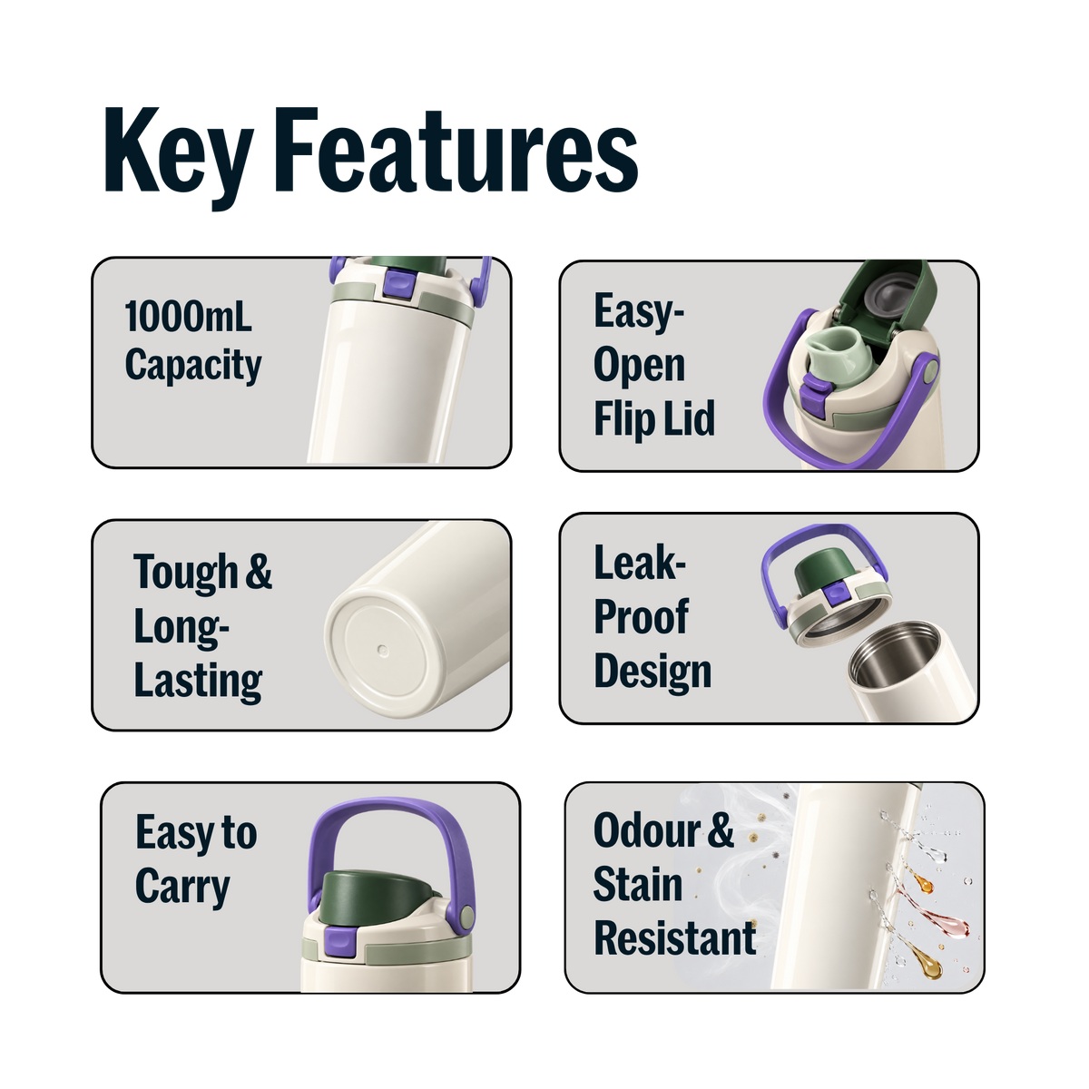 Func. Daily Hydration Bottle – White (Balance) | Long Portable Handle