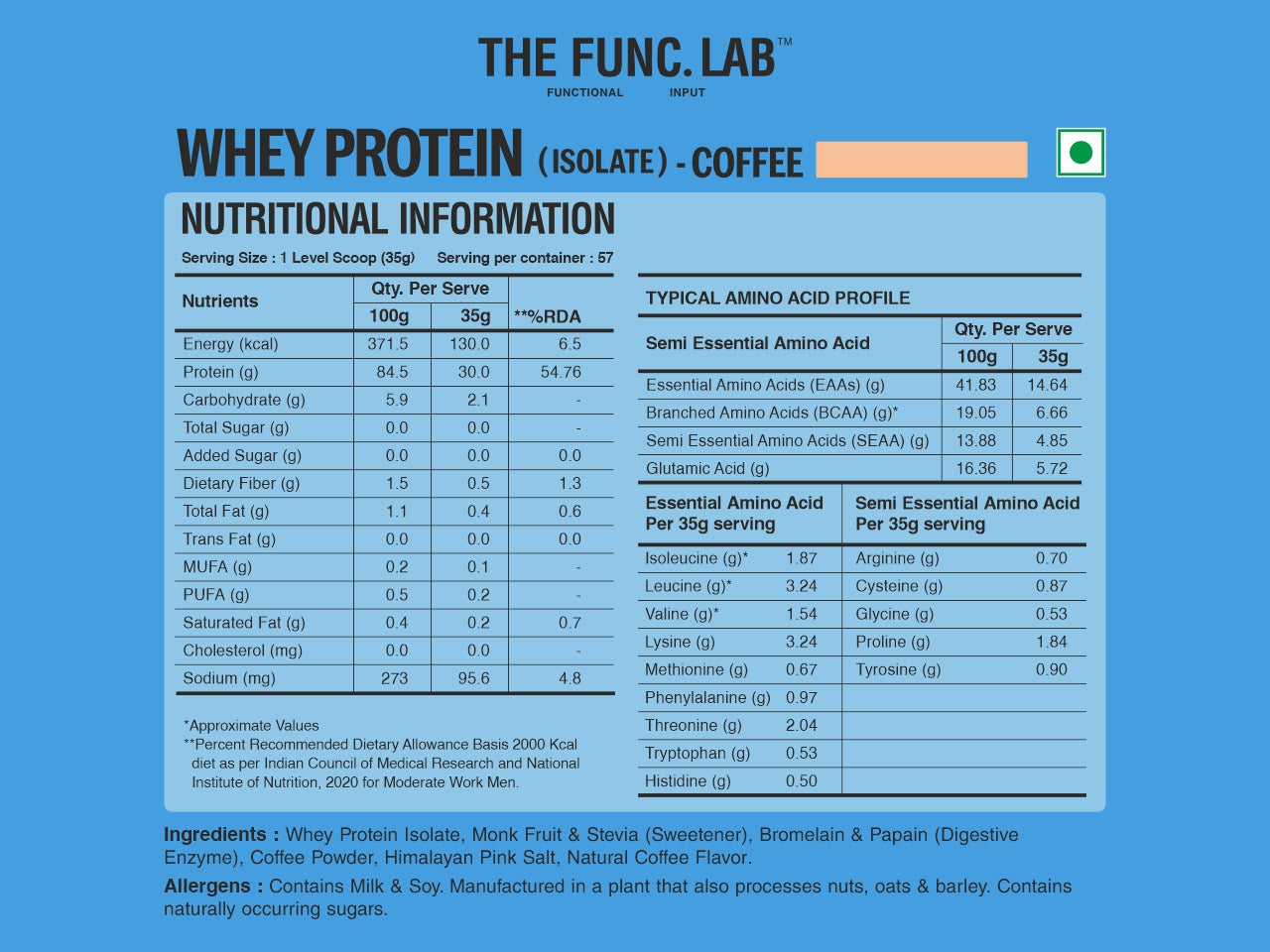 Whey Protein Isolate - Coffee