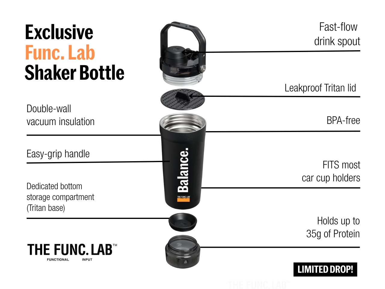 Exclusive Shaker Bottle – Black – Balance (Limited Drop)