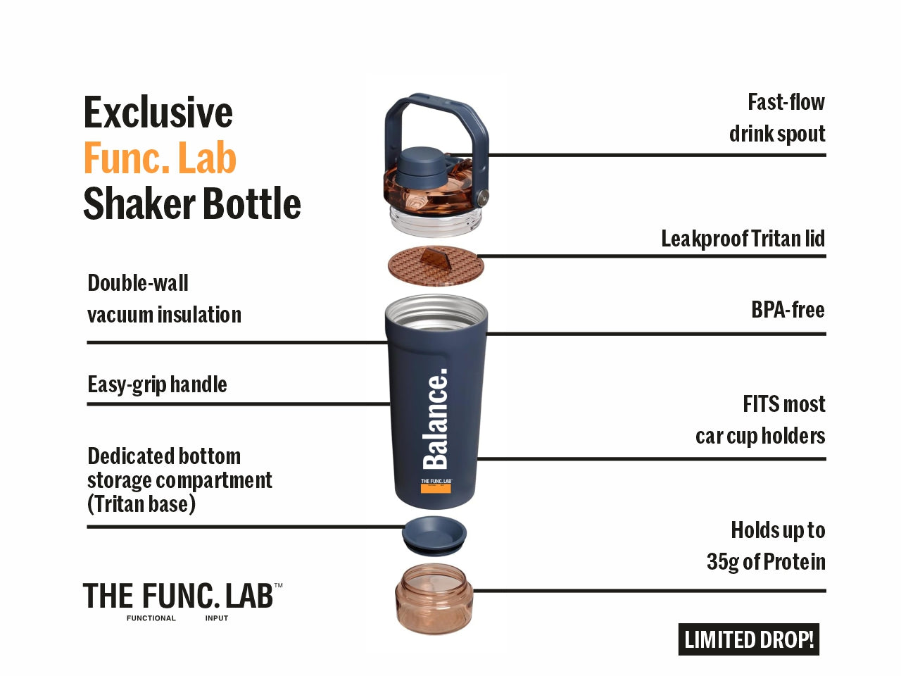 Exclusive Shaker bottle - Grey Blue - Balance (Limited Drop)