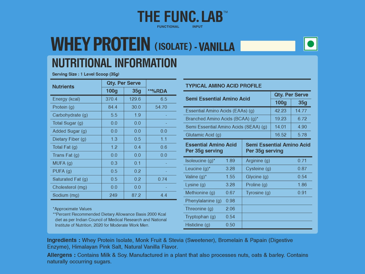 Whey Protein Isolate - Vanilla