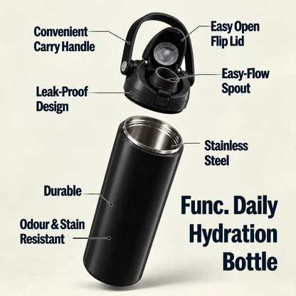 Func. Daily Hydration Bottle – Black (Balance) | Long Portable Handle