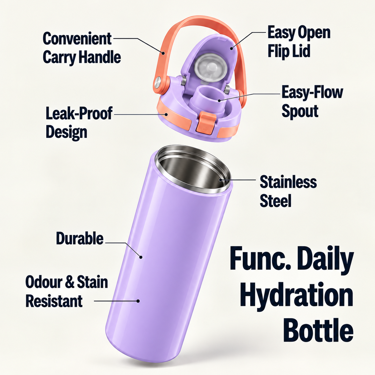 Func. Daily Hydration Bottle – Light Purple (Discipline)